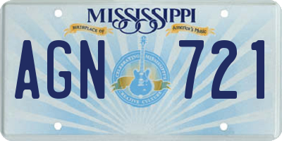 MS license plate AGN721