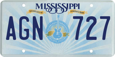 MS license plate AGN727