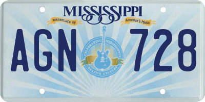 MS license plate AGN728