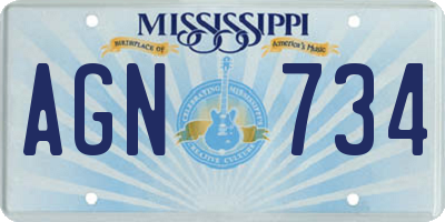 MS license plate AGN734