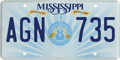 MS license plate AGN735