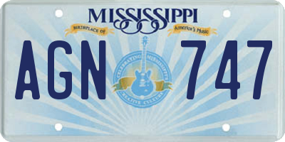 MS license plate AGN747