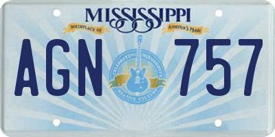 MS license plate AGN757