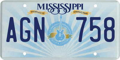 MS license plate AGN758