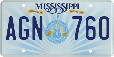 MS license plate AGN760