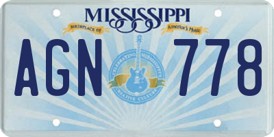 MS license plate AGN778