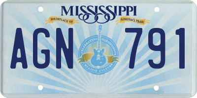 MS license plate AGN791