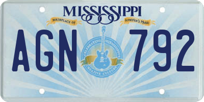 MS license plate AGN792