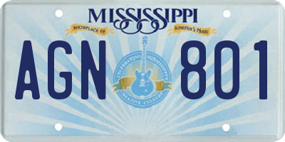 MS license plate AGN801
