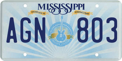 MS license plate AGN803