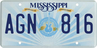 MS license plate AGN816