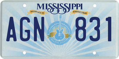 MS license plate AGN831