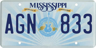 MS license plate AGN833