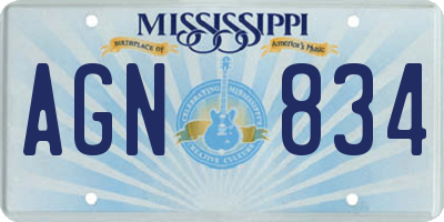 MS license plate AGN834