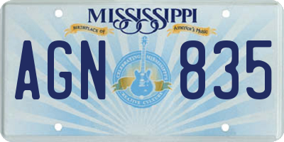 MS license plate AGN835