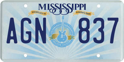 MS license plate AGN837