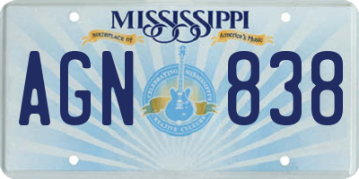 MS license plate AGN838