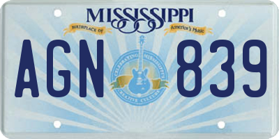 MS license plate AGN839
