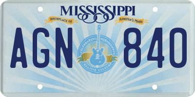 MS license plate AGN840