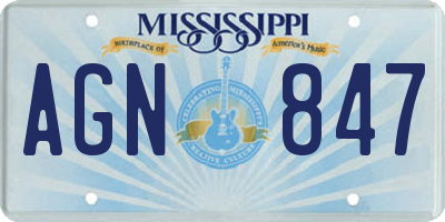 MS license plate AGN847