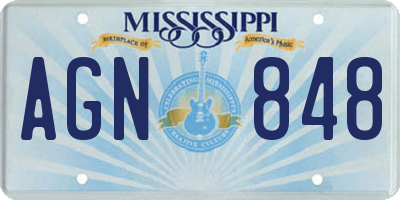 MS license plate AGN848