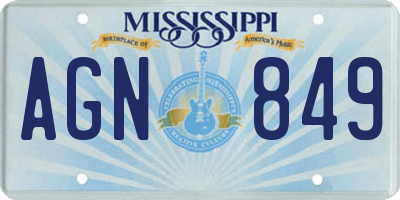 MS license plate AGN849