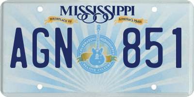 MS license plate AGN851
