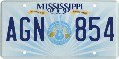 MS license plate AGN854