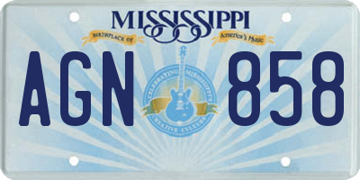 MS license plate AGN858
