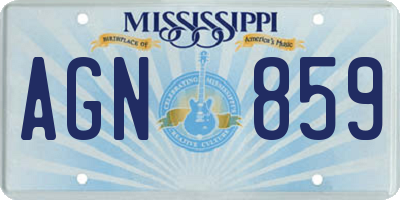 MS license plate AGN859