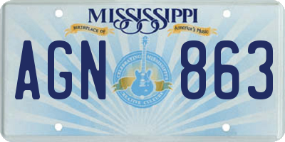 MS license plate AGN863