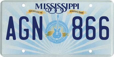 MS license plate AGN866