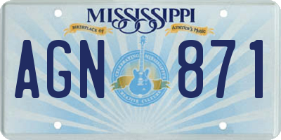 MS license plate AGN871