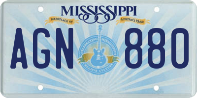 MS license plate AGN880
