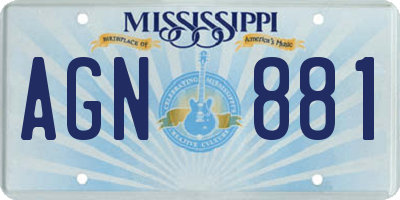 MS license plate AGN881