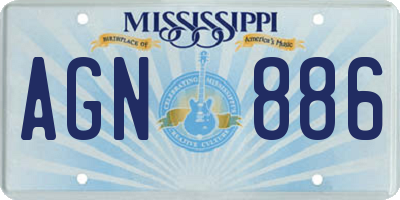 MS license plate AGN886