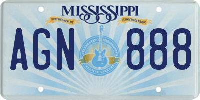 MS license plate AGN888