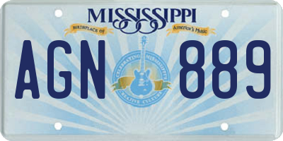 MS license plate AGN889
