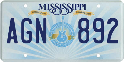 MS license plate AGN892