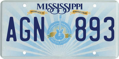 MS license plate AGN893