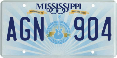 MS license plate AGN904