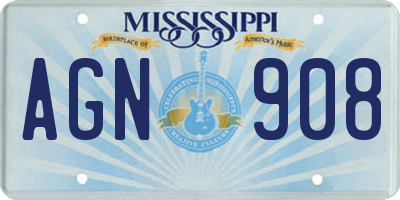 MS license plate AGN908