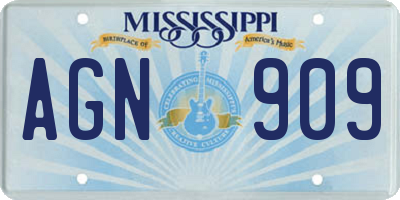 MS license plate AGN909