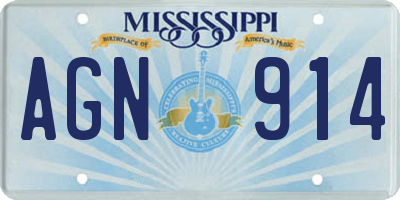MS license plate AGN914