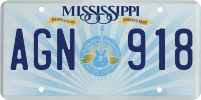 MS license plate AGN918