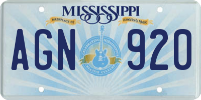 MS license plate AGN920