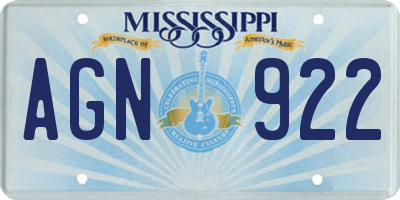 MS license plate AGN922