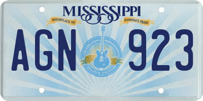 MS license plate AGN923