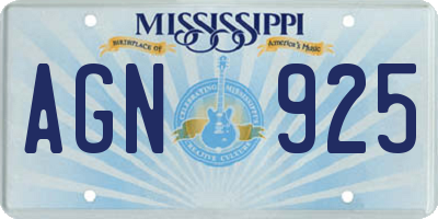 MS license plate AGN925