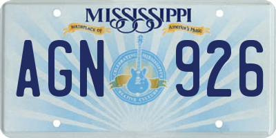 MS license plate AGN926